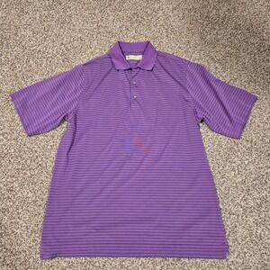 Donald Ross Polo Shirt Mens Large Purple Striped Golf Short Sleeve Logo 1910